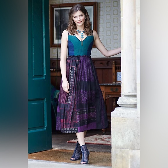 Anthropologie Dresses & Skirts - Niki Mahajan for Anthropologie Montage Midi Dress RARE Size 8 10 12 Silk Lace